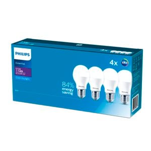 Philips A60 E27 LED 1250Lm Cool Daylight 11W Globe - 4 Pack