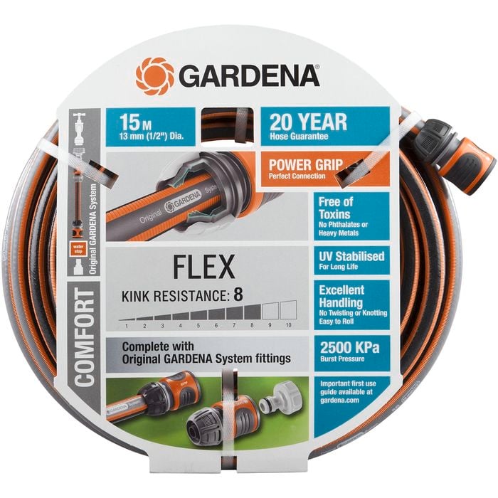 GARDENA 13mm x 15m FLEX Fitted Garden Hose