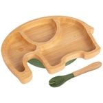 Tiny Dining Bamboo Elephant Baby Weaning Plate & Fork Set