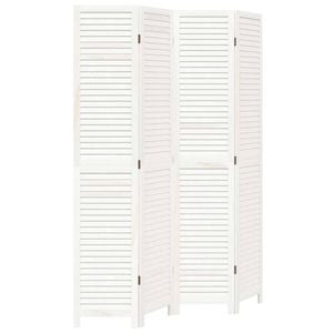 vidaXL Room Divider Privacy Screen Partition 4 Panels White Paulownia