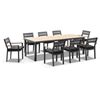 Tuscany 8 With Capri Chairs With Teak Arm Rests In Charcoal