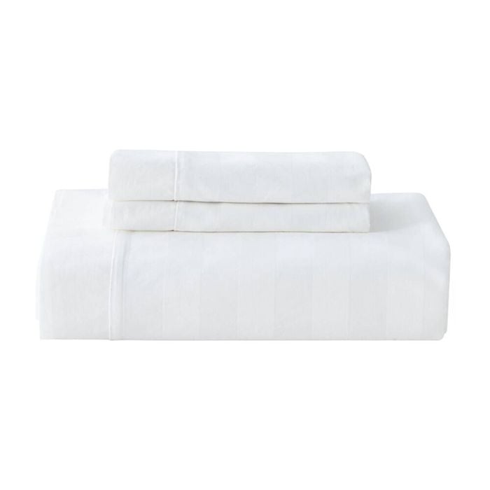 Grosvenor House 500TC Hotel Stripe Quilt Duvet Cover Bed Set King White