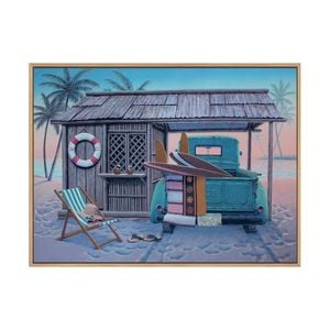 Artey | Love Shack - Framed Canvas - Natural Frame - 120 x 160cm