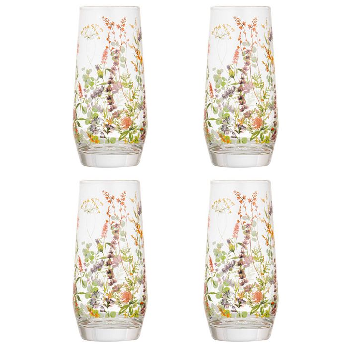 Ashdene Wildflowers Crystal Set of 4 Highball Tumblers