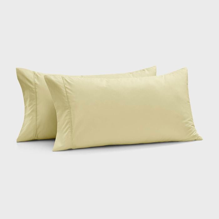 Dreamaker 400TC Premium Cotton Sateen King Pillowcase Citron Twin Pack