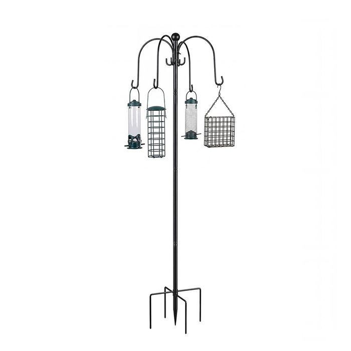 Toque Bird Feeder Station Hanging Stand Feeder 8 Hooks 4 Feeders Outdoor 224cm