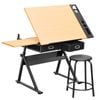 Adjustable Wood Drafting Table & Stool Set Art Craft Work Station