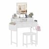 Advwin Dressing Table Stool Set with LED Mirror Charging Station 4 Drawers Side Storage Pocket