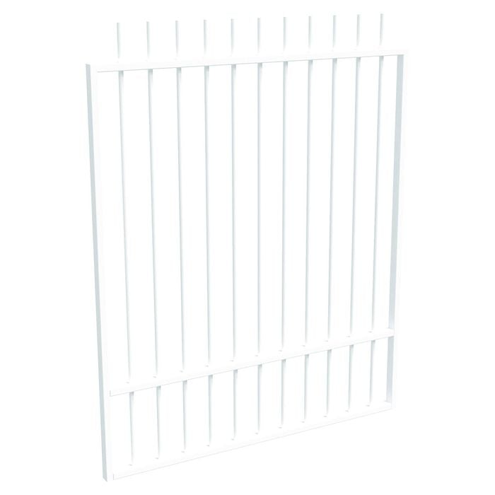 ProtectorAl 800 - 1200 x 1500mm Pearl White Aluminium Picket Top Pool Gate With Mid Rail
