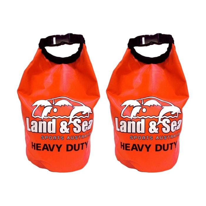 2pk Land & Sea Sports Australia Heavy Duty Dry Bag Roll-down Clip Seal Red 5l