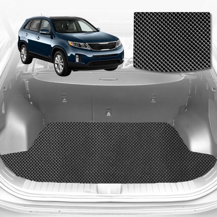 6D Diamond Car Boot Mat for Kia Sorento (XM)2009-2015-(3rd Row seats up/7 seater)-Cargo Mat-Black-Outback GT