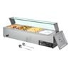 VEVOR Commercial Food Warmer Silver 1500W Stainless Steel with Lid 4 Pan for Party