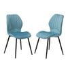Oikiture Set of 2 Dining Chairs Upholstered Velvet Blue