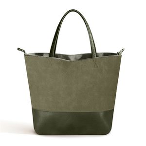 Catzon Travel Tote Bag Soft Leather Large Capacity Bucket Handbags-green