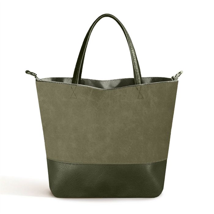Catzon Travel Tote Bag Soft Leather Large Capacity Bucket Handbags-green