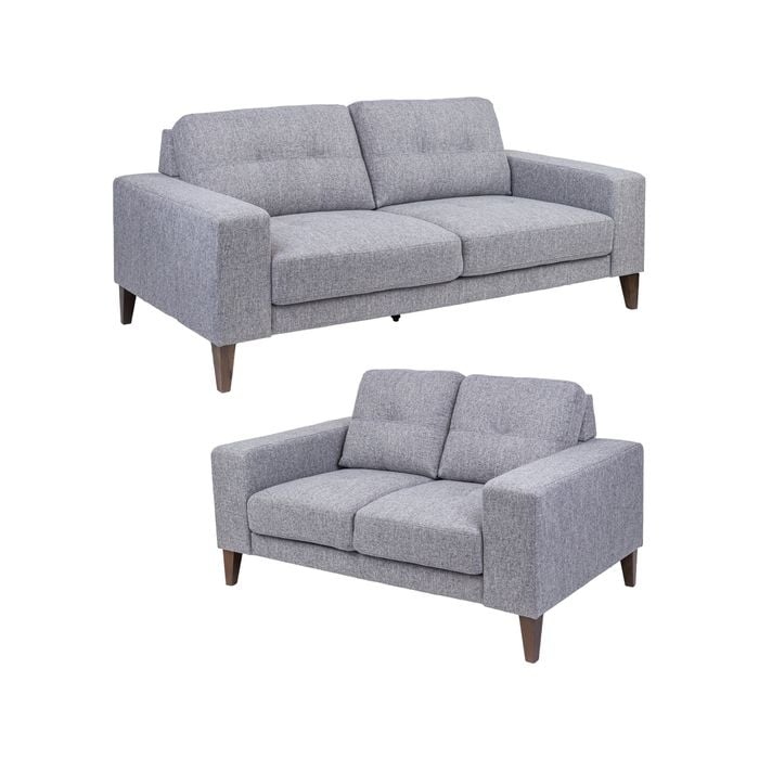 Juliet 2 + 3 Seater Sofa Set Soft Fabric Uplholstered Lounge Couch Grey