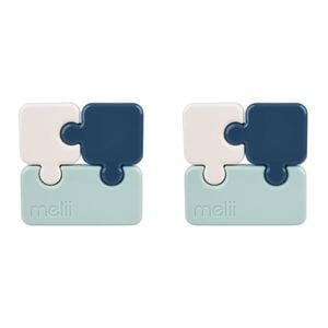 2PK Melii Luxe Childrens Puzzle Food & Snacks Container Lunch Box 850ml Blue