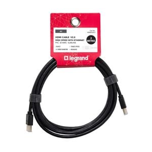Legrand 2m Black 18Gb/s V2.0 Slimline HDMI Cable With Ethernet
