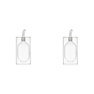 2PK Ladelle Gather Glass Double Wall Oil Dispenser Storage Bottle Reusable Clear