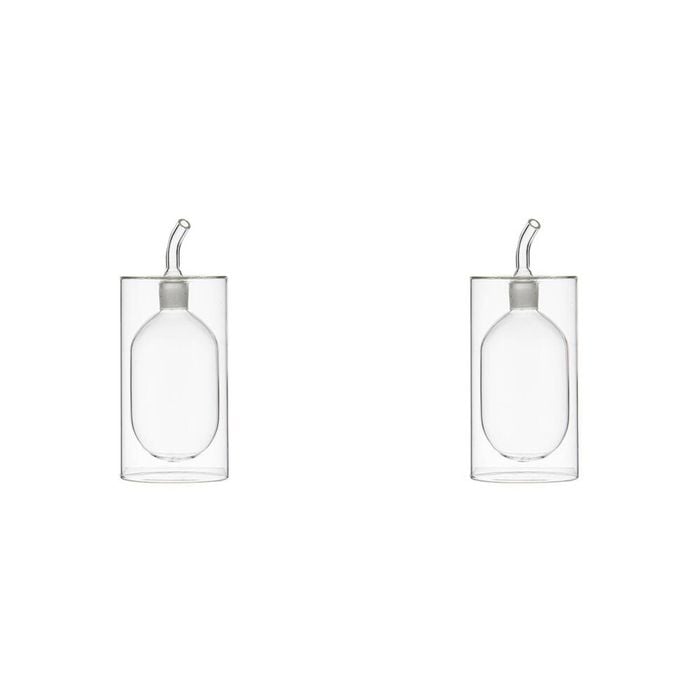 2PK Ladelle Gather Glass Double Wall Oil Dispenser Storage Bottle Reusable Clear