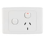 Deta 10Amp White Single Powerpoint with Extra Switch