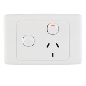 Deta 10Amp White Single Powerpoint with Extra Switch