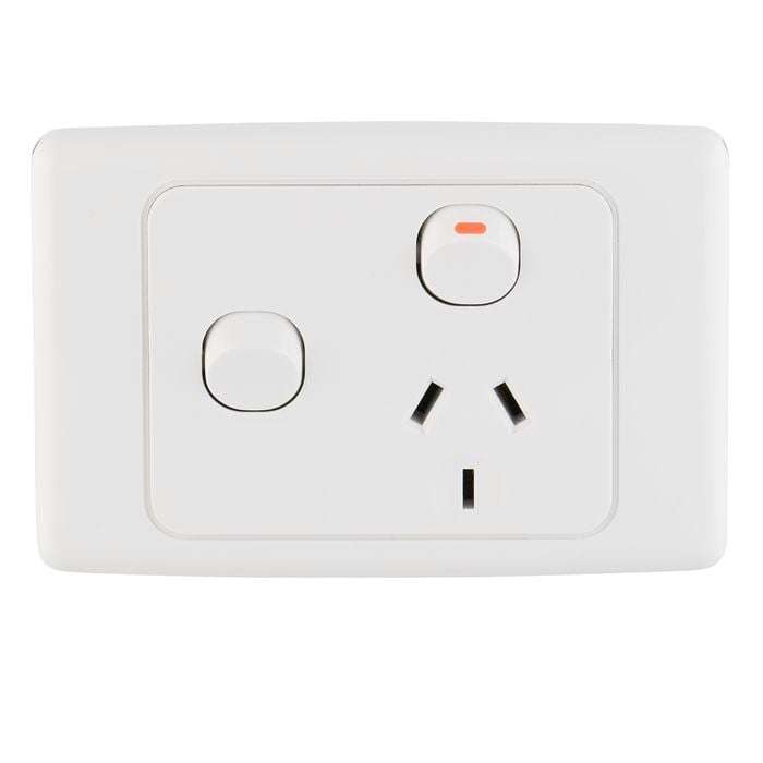 Deta 10Amp White Single Powerpoint with Extra Switch