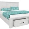 Pearl Hard Wood Queen Bed Frame with Storage and Panelled Headboard - Whitewash