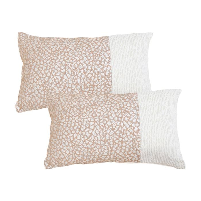 SOGA 2X 35cm Contemporary Beige Two-Tone Block Design Throw Pillow