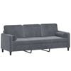 vidaXL 3-Seater Sofa with Throw Pillows Couch Lounge Sofa Dark Grey Velvet