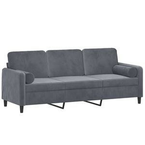 vidaXL 3-Seater Sofa with Throw Pillows Couch Lounge Sofa Dark Grey Velvet