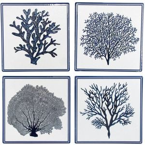 4pc LVD Ceramic Coasters Table Protector Square 9x9cm - Classic Coral