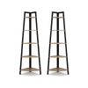 Set of 2 Rome Industrial Style 5 Tier Corner Shelf Oak