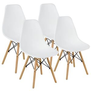 Costway 4x Wood Eames Dsw Dining Chair Kitchen Side Chair Home Cafe Living