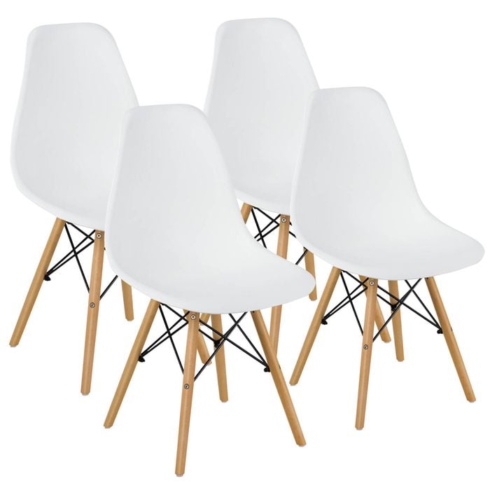 Costway 4x Wood Eames Dsw Dining Chair Kitchen Side Chair Home Cafe Living