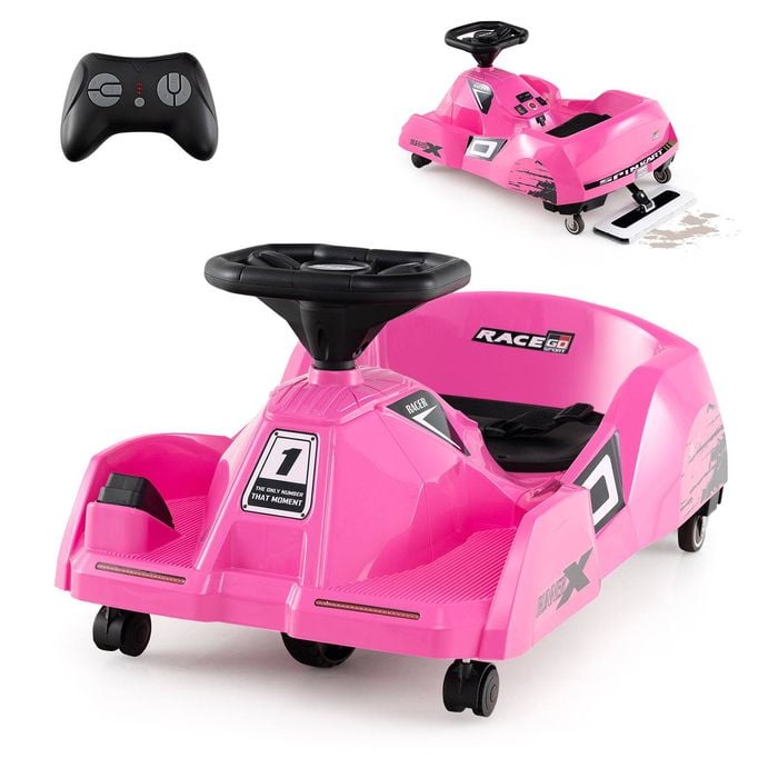 Costway 12v Kids Ride On Car Electric Cleaning Go Kart W/detachable Mop Pink