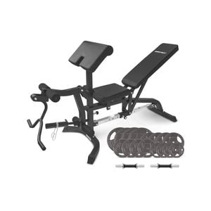CORTEX BN-11 Exercise FID Bench + 79kg Standard Tri-Grip Weight Plate and Dumbbell Package