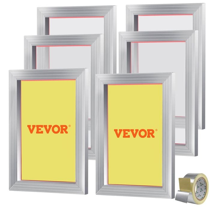 VEVOR Screen Printing Kit White 6 Pieces Aluminum Silk Frames with 110 Count Mesh