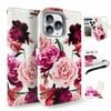 Tough On for Apple iPhone 16 Pro Max Case Magnetic Detachable Leather Rose Flower