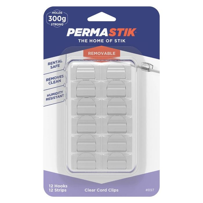 Permastik Clear Cord Clips - Pack of 12