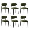 Oikiture 6x Dining Chairs Kitchen Chair Cafe Lounge Chair Boucle Black&Green