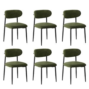 Oikiture 6x Dining Chairs Kitchen Chair Cafe Lounge Chair Boucle Black&Green