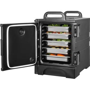 Vevor Insulated Food Pan Carrier Black Stackable Catering Dishbox for Chafing Dish