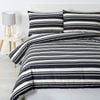 Jason Commercial Queen Bed Brighton Quilt Cover Set 210x210cm Charcoal/cream Stripe