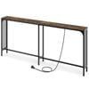 Costway Sofa Side End Table Entryway Console Power Outlets Industrial Brown