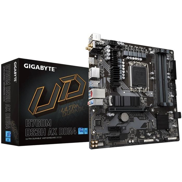 Gigabyte B760m Ds3h Ax Ddr4 Intel Lga 1700 M-atx Motherboard, 4x Ddr4 ~128gb, 1x Pci-e X16, 1x Pci-e X1