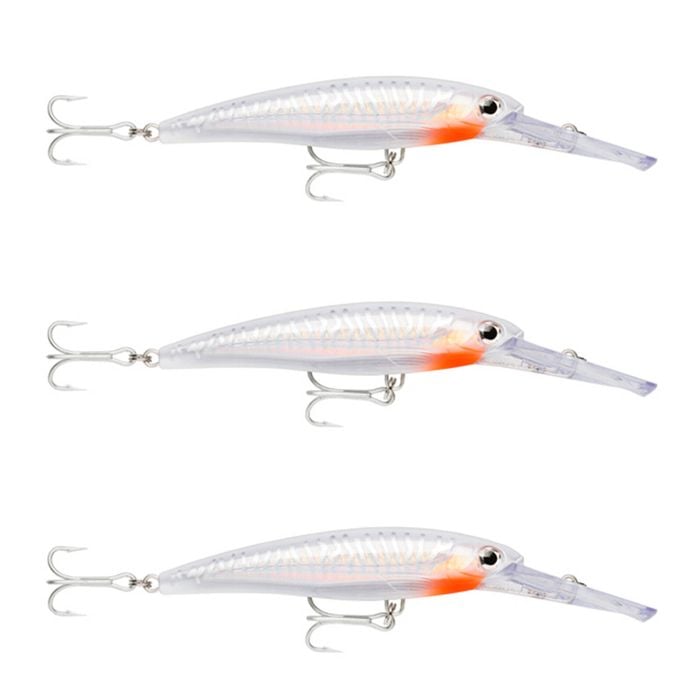 3x Rapala 12cm X Rap Magnum 15 Deep Diving Trolling Lures - Glass Ghost