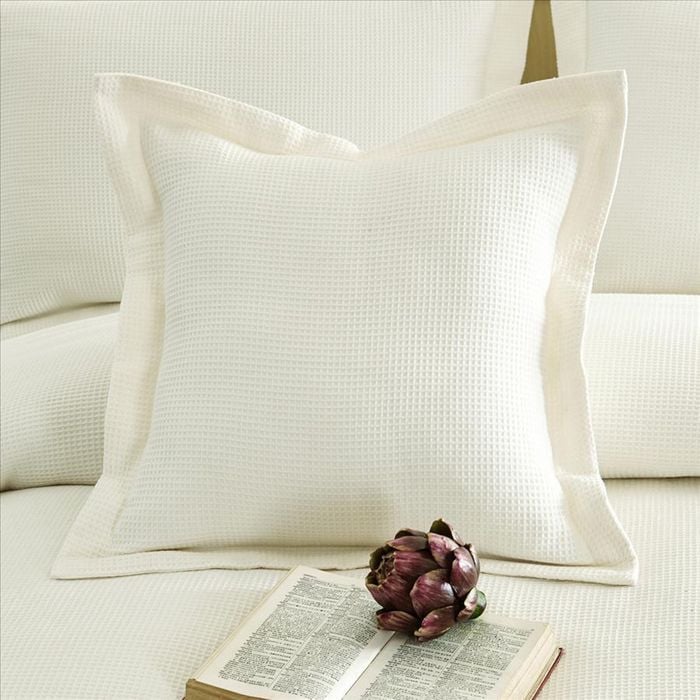 CottonMore 2pcs of 100% Cotton Cream Waffle European Cushion Covers 65x65cm