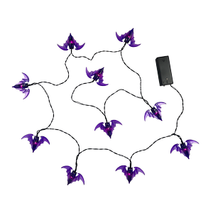 Galah Halloween 10 LED Purple Bat String Lights