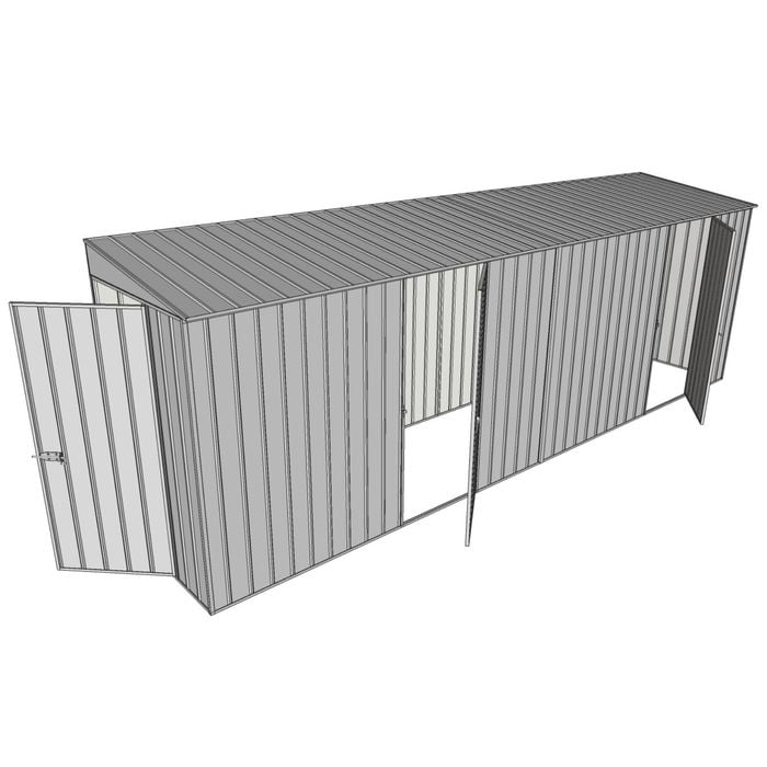 Build-A-Shed 1.2 x 6.0 x 2.0m Skillion Dual Single Hinged Side Doors Shed - Zinc